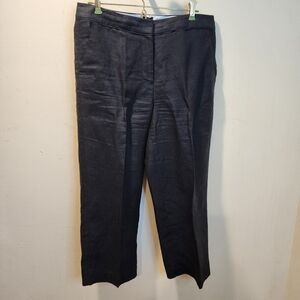 TALBOTS Chelsea Black 100% Linen Cropped Pants Size